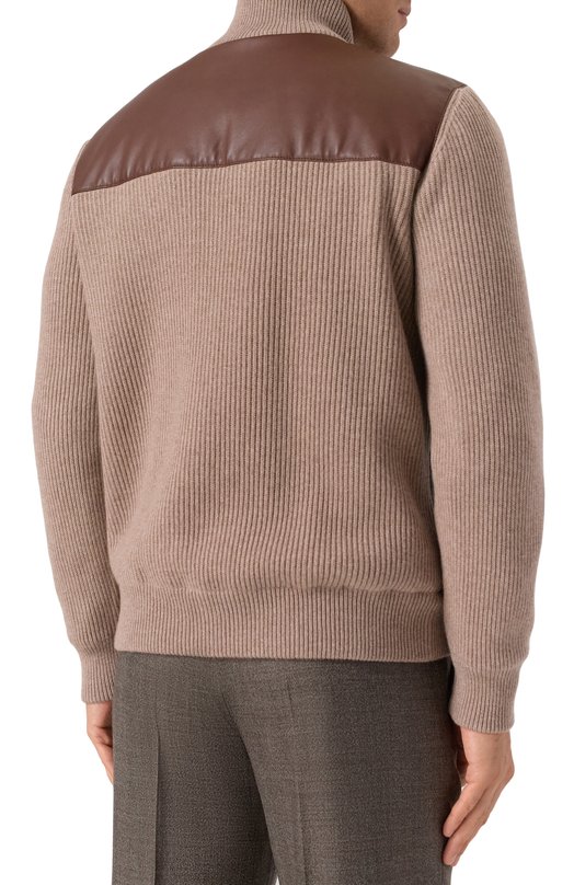 Комбинированный кардиган Brunello Cucinelli MPWIN2059 Коричневый  MPWIN2059 Фото 4