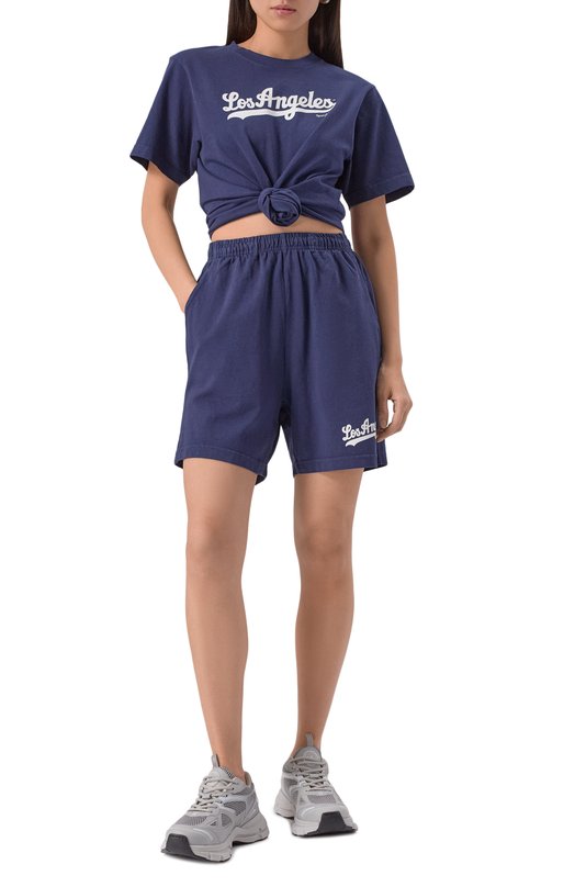 Хлопковые шорты Sporty and Rich SH039627667BL106 Синий  SH039627667BL106 Фото 2