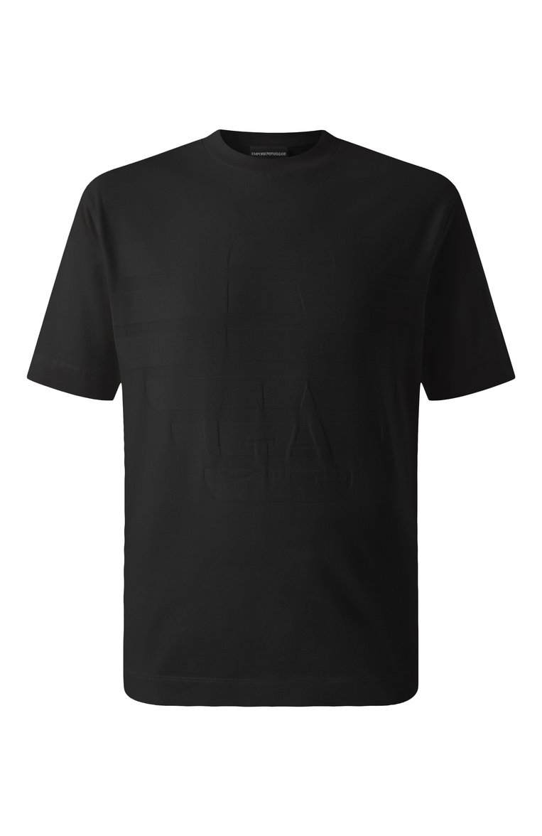 Мужская хлопковая футболка EMPORIO ARMANI черного цвета, арт. EM000943/AF10762 | Фото 1 (Материал внешний: Хлопок; Материал сплава: Проставлено; Драгоценные камни: Проставлено; Рукава: Короткие; Длина (для топов): Стандартные; Стили: Кэжуэл; Принт: Без принта; Кросс-КТ: Джерси; Мужское Кросс-КТ: Футболка-одежда)