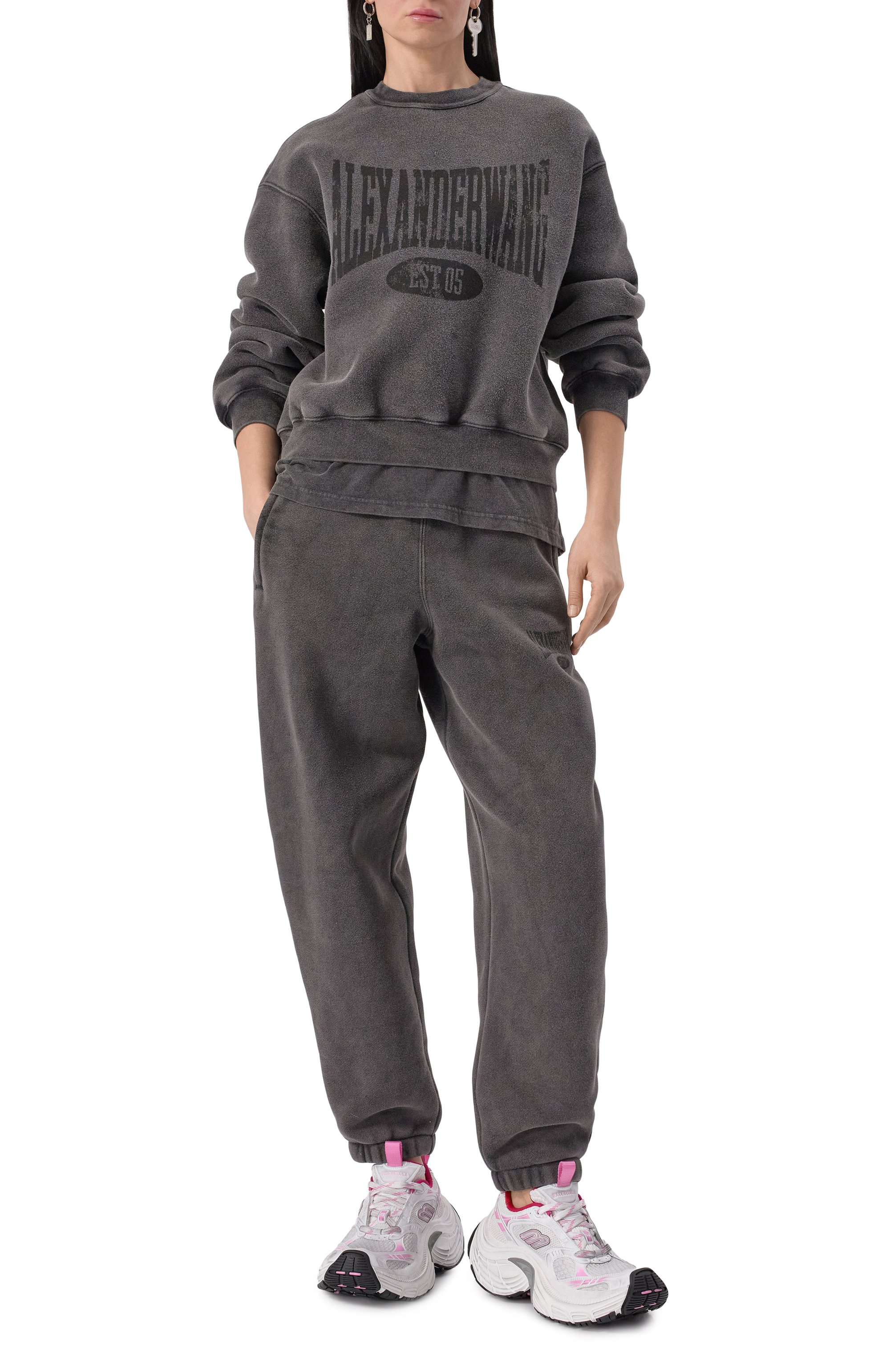 Хлопковый свитшот ALEXANDERWANG.T темно-серого цвета по цене 49700 руб., арт. 4CC2251539, фото 2 Хлопковый свитшот ALEXANDERWANG.T, арт. 4CC2251539, фото 2