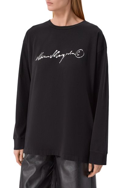 Хлопковый лонгслив MM6 черного цвета по цене 33950 руб., арт. S52GC0370/M20258, фото 3 Хлопковый лонгслив MM6, арт. S52GC0370/M20258, фото 3