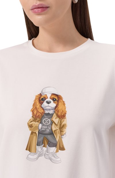 Хлопковая футболка FLASHIN молочного цвета по цене 13500 руб., арт. FS25TBSH, фото 5 Хлопковая футболка FLASHIN, арт. FS25TBSH, фото 5