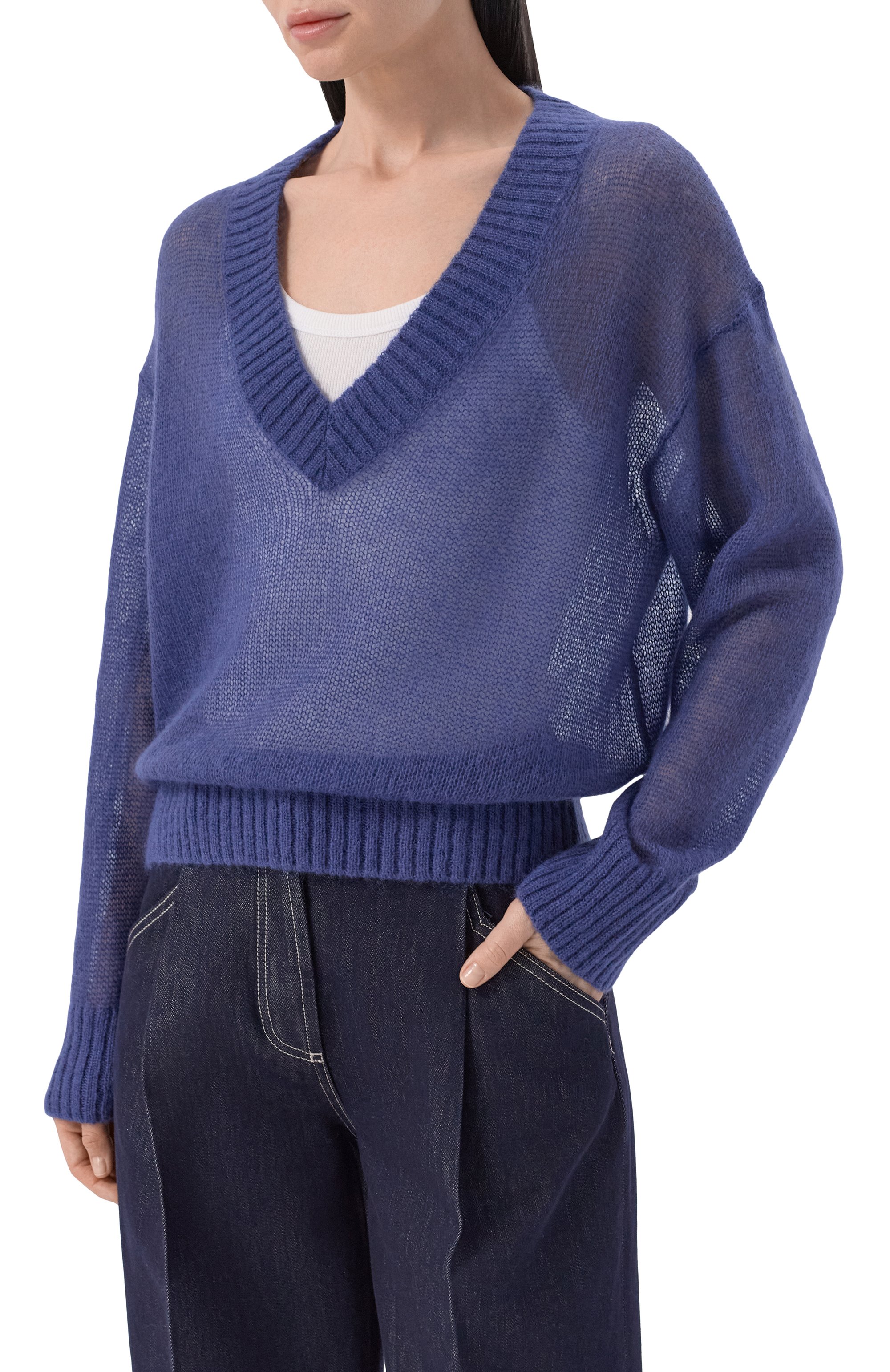 Свитер BRUNELLO CUCINELLI синего цвета по цене 127500 руб., арт. M2I776852, фото 3 Свитер BRUNELLO CUCINELLI, арт. M2I776852, фото 3