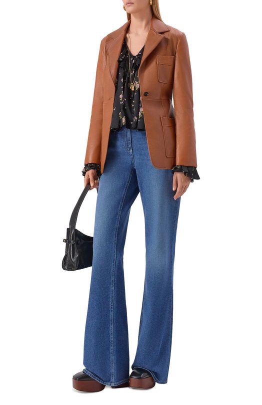 Кожаный жакет Chloé CH25ACV33204 Коричневый  CH25ACV33204 Фото 2