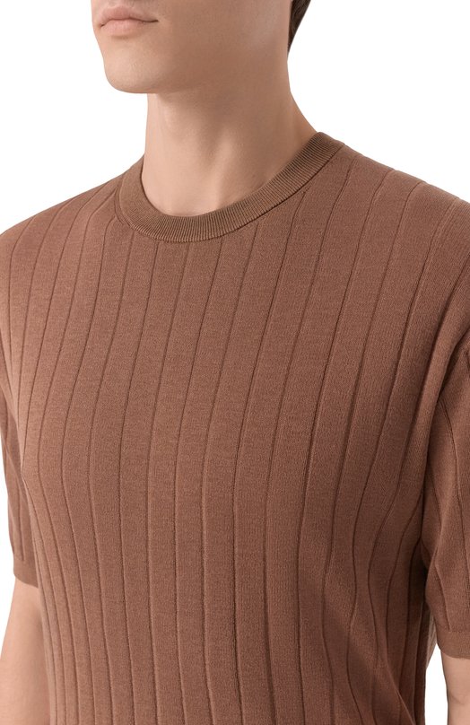 Джемпер из шелка и хлопка 12 STOREEZ 138259 Коричневый  138259 Фото 5