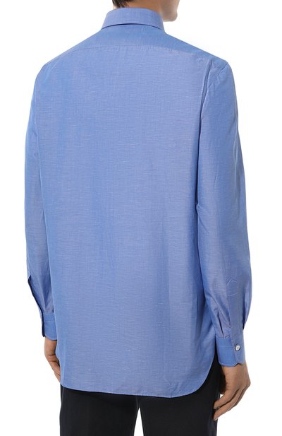 Сорочка из хлопка и льна KITON синего цвета по цене 87550 руб., арт. UCIH06609, фото 4 Сорочка из хлопка и льна KITON, арт. UCIH06609, фото 4