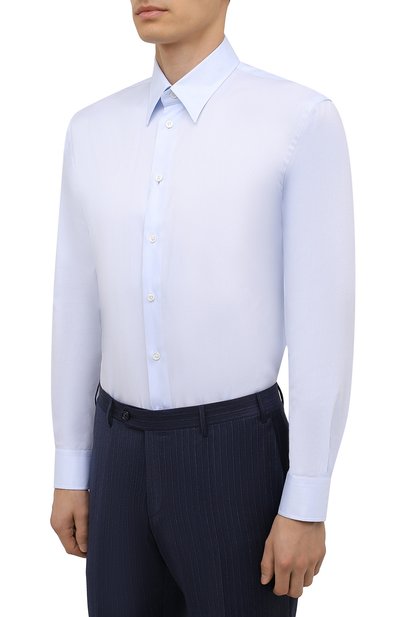 Хлопковая сорочка GIORGIO ARMANI светло-голубого цвета по цене 59500 руб., арт. 1WGCCZ70/TZ992, фото 3 Хлопковая сорочка GIORGIO ARMANI, арт. 1WGCCZ70/TZ992, фото 3