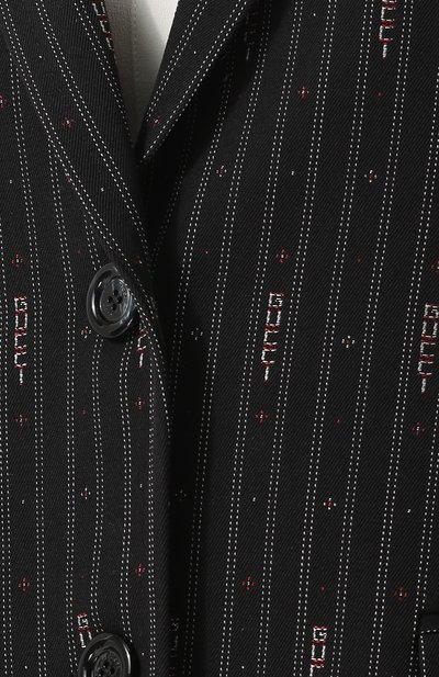 Жакет из смеси шерсти и шелка с контрастной прострочкой GUCCI черно-белого цвета по цене 141500 руб., арт. 523258/ZLM19, фото 5 Жакет из смеси шерсти и шелка с контрастной прострочкой GUCCI, арт. 523258/ZLM19, фото 5