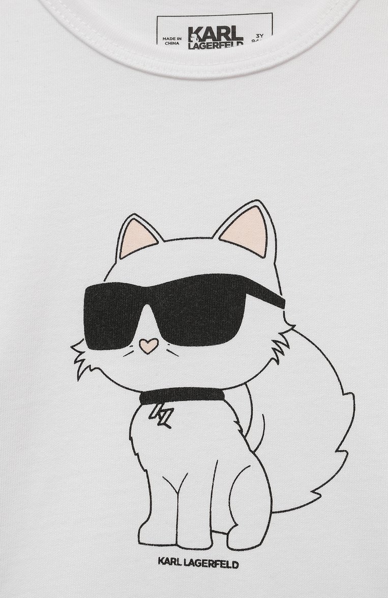 Детская комплект из лонгслива и брюк KARL LAGERFELD KIDS черно-белого цвета, арт. Z30280 | Фото 4 (Материал внешний: Хлопок; Материал сплава: Проставлено; Драгоценные камни: Проставлено; Рукава: Длинные; Девочки Кросс-КТ: Костюмы-спорт; Ростовка одежда: 24 мес | 92 см)