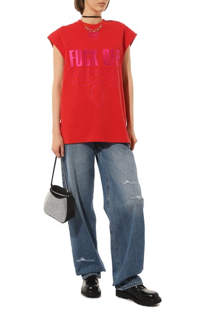 Хлопковая футболка VTMNTS красного цвета по цене 67600 руб., арт. VL16TR360R, фото 2 Хлопковая футболка VTMNTS, арт. VL16TR360R, фото 2