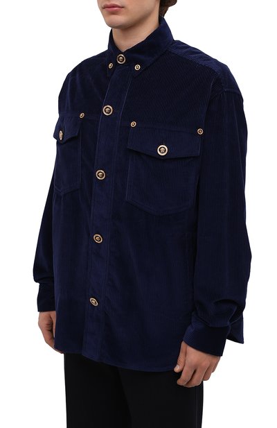 Вельветовая куртка-рубашка VERSACE темно-синего цвета по цене 143000 руб., арт. 1004062/1A02939, фото 3 Вельветовая куртка-рубашка VERSACE, арт. 1004062/1A02939, фото 3