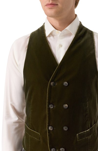 Бархатный жилет GIORGIO ARMANI хаки цвета по цене 111000 руб., арт. 0WGGK01T/T0025, фото 5 Бархатный жилет GIORGIO ARMANI, арт. 0WGGK01T/T0025, фото 5