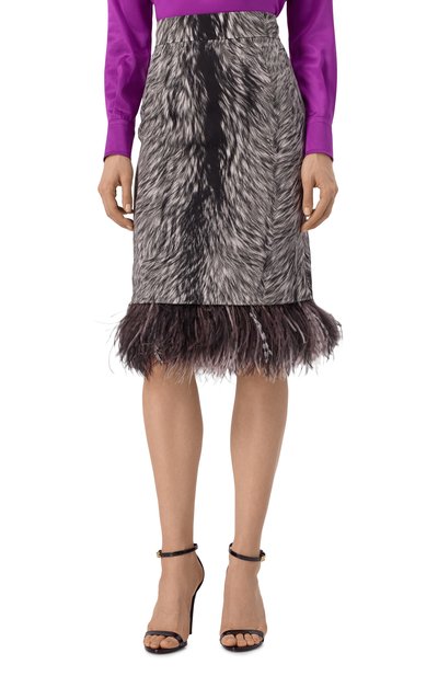 Шелковая юбка с отделкой перьями DOLCE & GABBANA, арт. F4C1IT/FSA71, фото 3