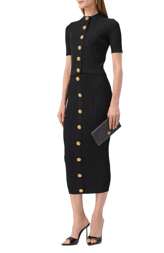 Юбка из вискозы Balmain FF1LD066/KI50 Чёрный  FF1LD066/KI50 Фото 2