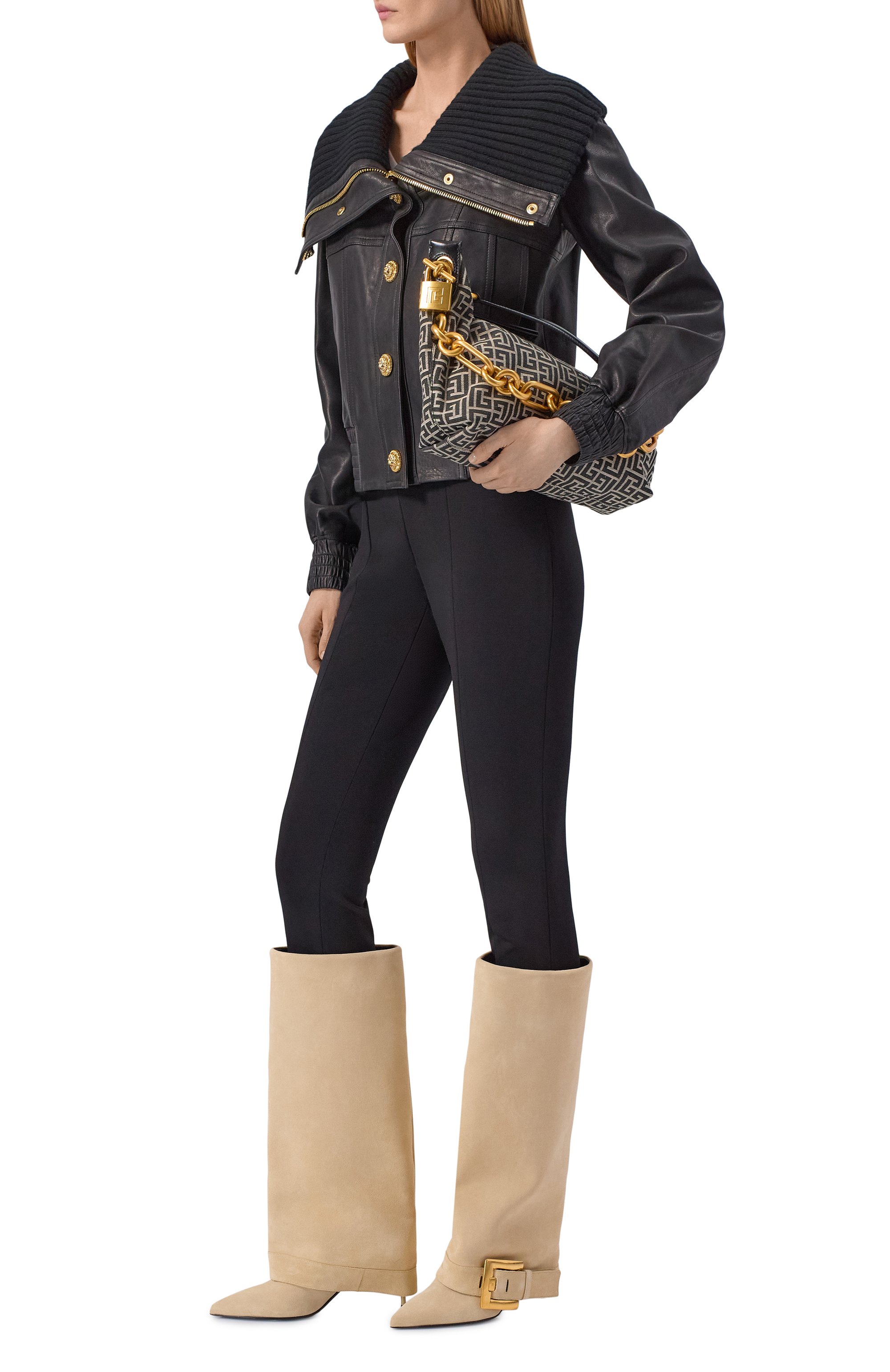 Замшевые сапоги anthem 75 BALMAIN бежевого цвета по цене 199500 руб., арт. GN1TA143/LCTA, фото 3 Замшевые сапоги anthem 75 BALMAIN, арт. GN1TA143/LCTA, фото 3