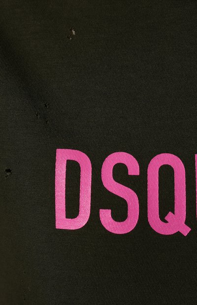 Хлопковая футболка DSQUARED2 хаки цвета по цене 39950 руб., арт. S75GD0309/S22507, фото 5 Хлопковая футболка DSQUARED2, арт. S75GD0309/S22507, фото 5