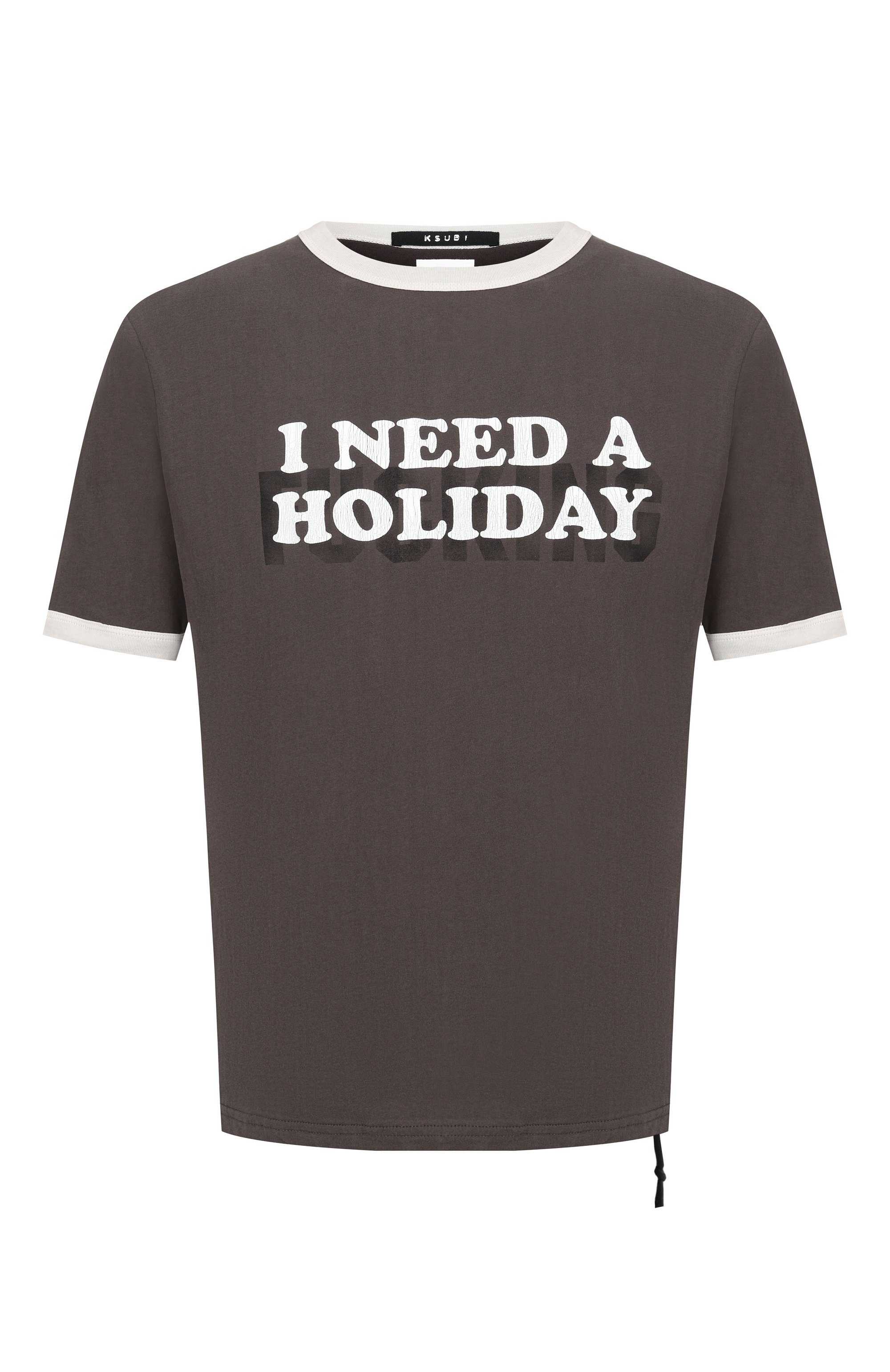 Хлопковая футболка KSUBI темно-серого цвета по цене 15950 руб., арт. MSP26TE011, фото 1 Хлопковая футболка KSUBI, арт. MSP26TE011, фото 1