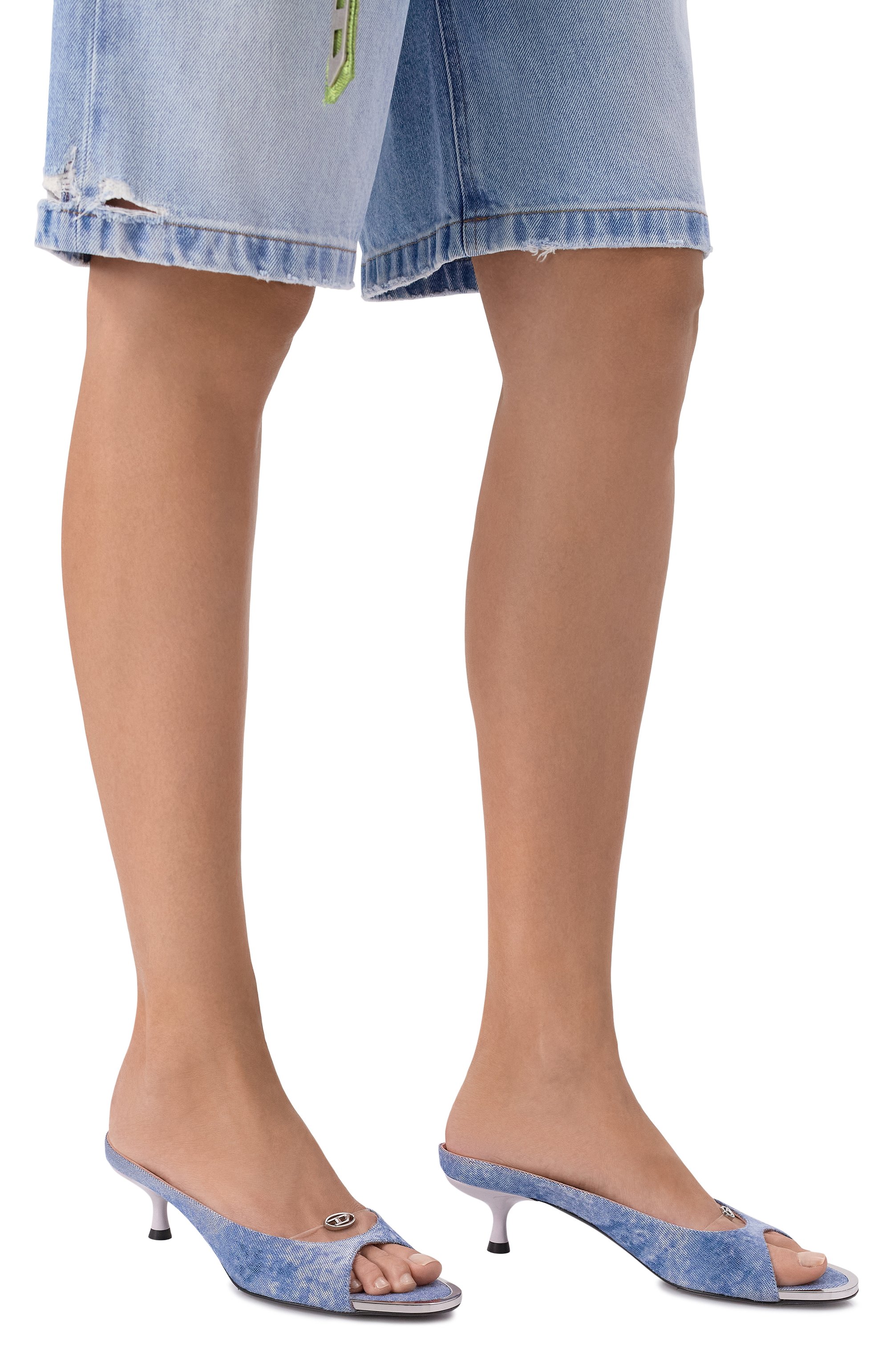 Текстильные мюли d-diam's-sa DIESEL голубого цвета по цене 59950 руб., арт. Y03974/P7675, фото 2 Текстильные мюли d-diam's-sa DIESEL, арт. Y03974/P7675, фото 2