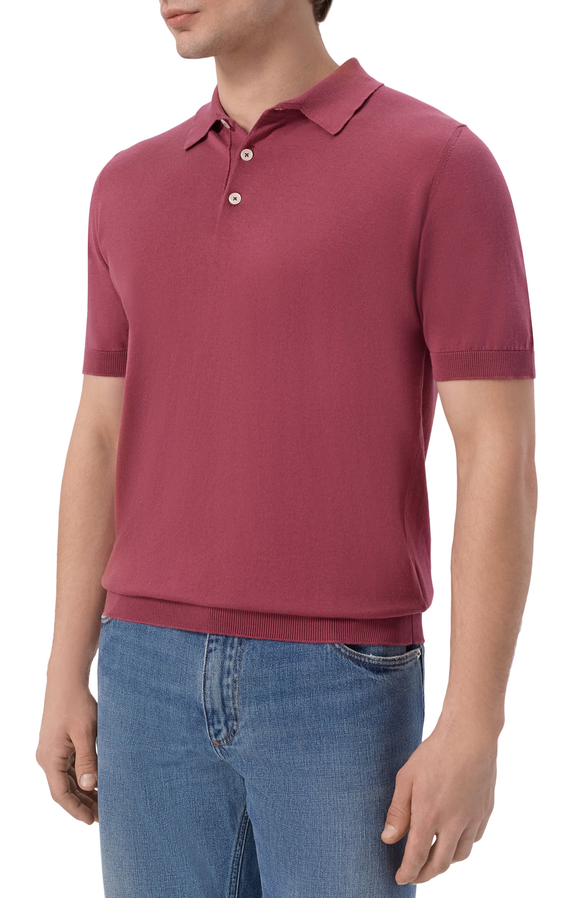 Хлопковое поло ANDREA CAMPAGNA бордового цвета по цене 32350 руб., арт. M5426-8056, фото 3 Хлопковое поло ANDREA CAMPAGNA, арт. M5426-8056, фото 3