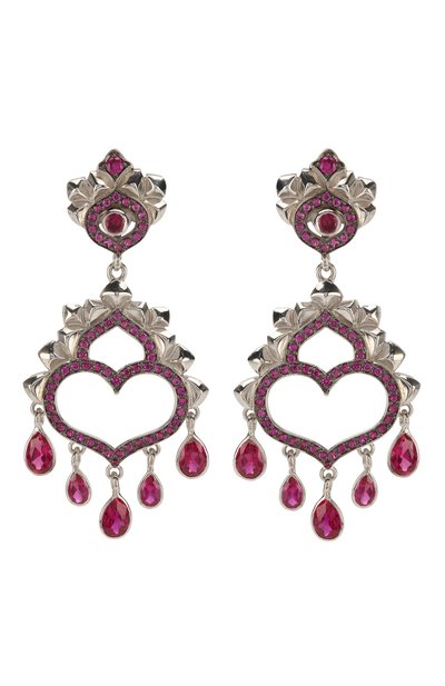 Серьги heart QUEENSBEE розового цвета по цене 45100 руб., арт. 201256/15,87, фото 1 Серьги heart QUEENSBEE, арт. 201256/15,87, фото 1