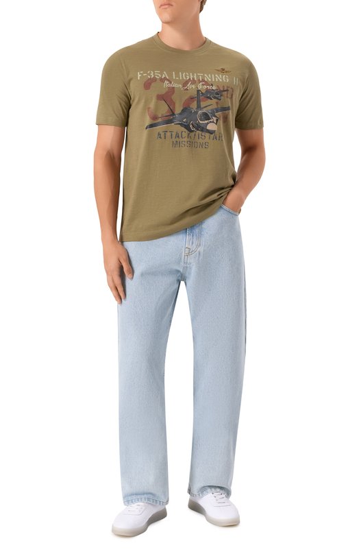 Хлопковая футболка Aeronautica Militare TS2472UJ00708 Хаки  TS2472UJ00708 Фото 2