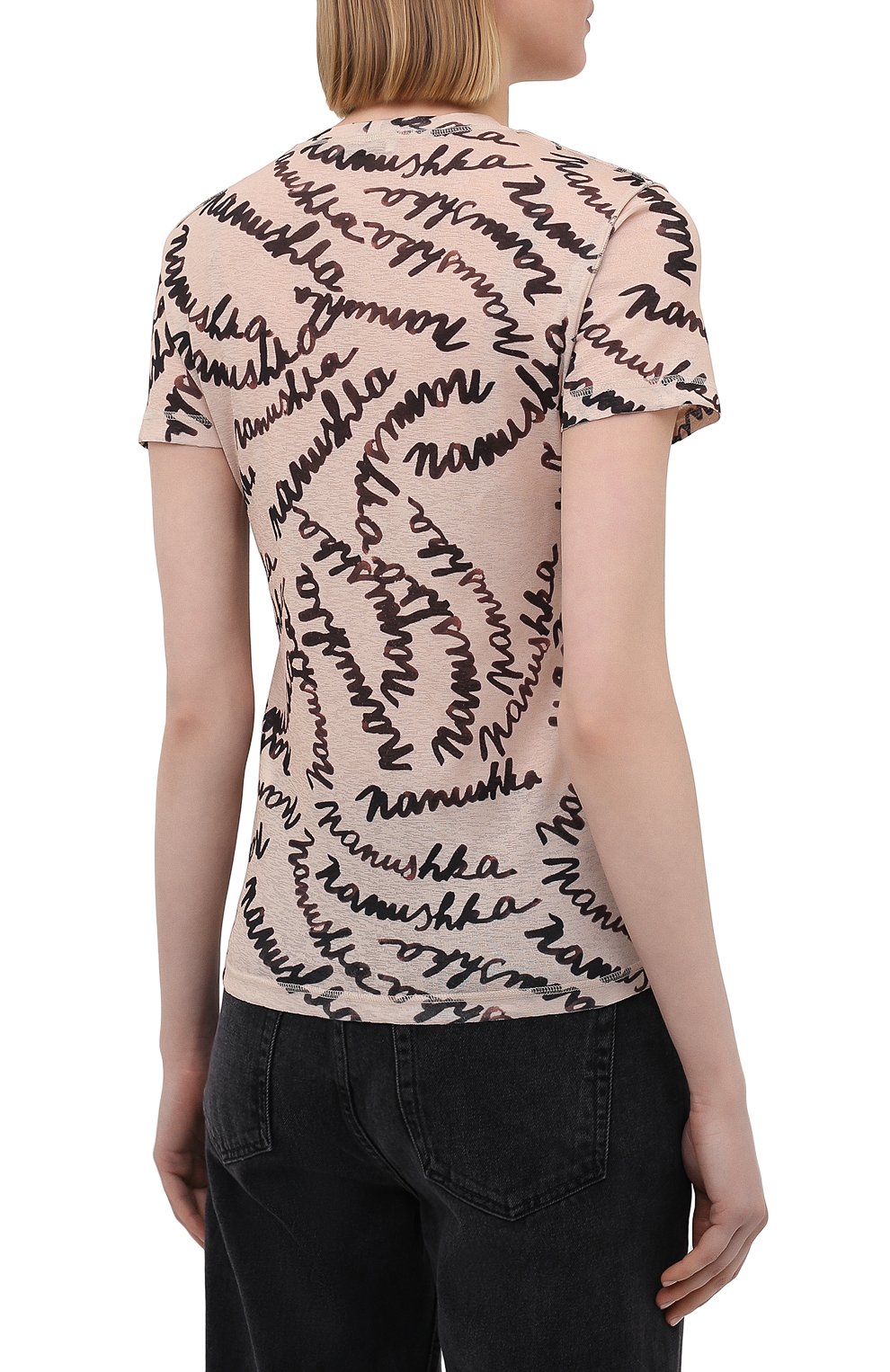 Футболка NANUSHKA, арт. GUY_SCRIBBLE L0G0 BR0WN_MESH JERSEY, фото 4