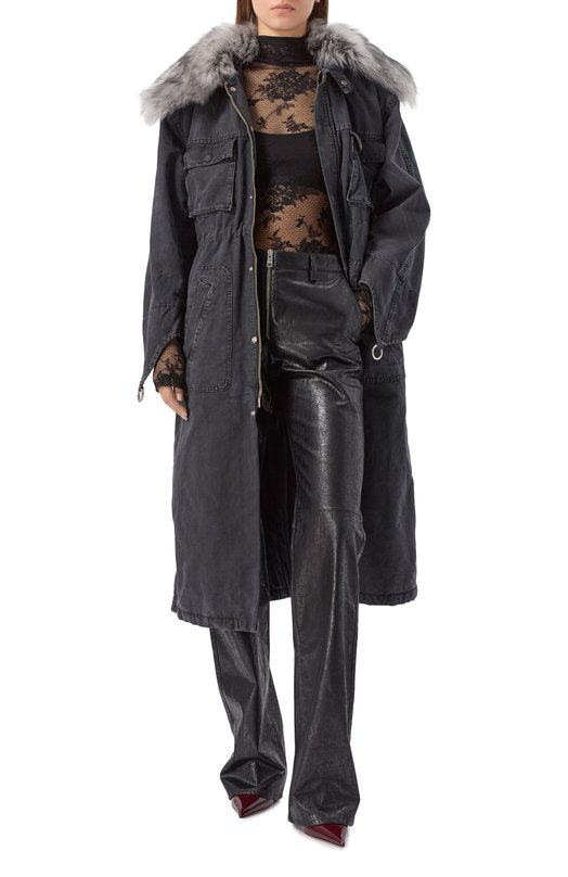 Парка с отделкой из овчины Blumarine 2J222W_SET Серый  2J222W_SET Фото 2