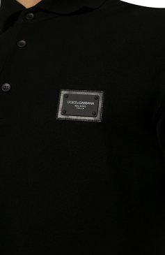 Мужское хлопковое поло DOLCE & GABBANA черного цвета, арт. G8KK1T/FU7EN | Фото 5 (Материал внешний: Хлопок; Рукава: Короткие; Статус проверки: Проверена категория; Длина (для топов): Удлиненные; Застежка: Пуговицы; Региональные ограничения белый список (Axapta Mercury): RU; Материал сплава: Проставлено; Ювелирные украшения: Назначено; Драгоценные камни: Проставлено; Стили: Кэжуэл; Принт: Без принта)