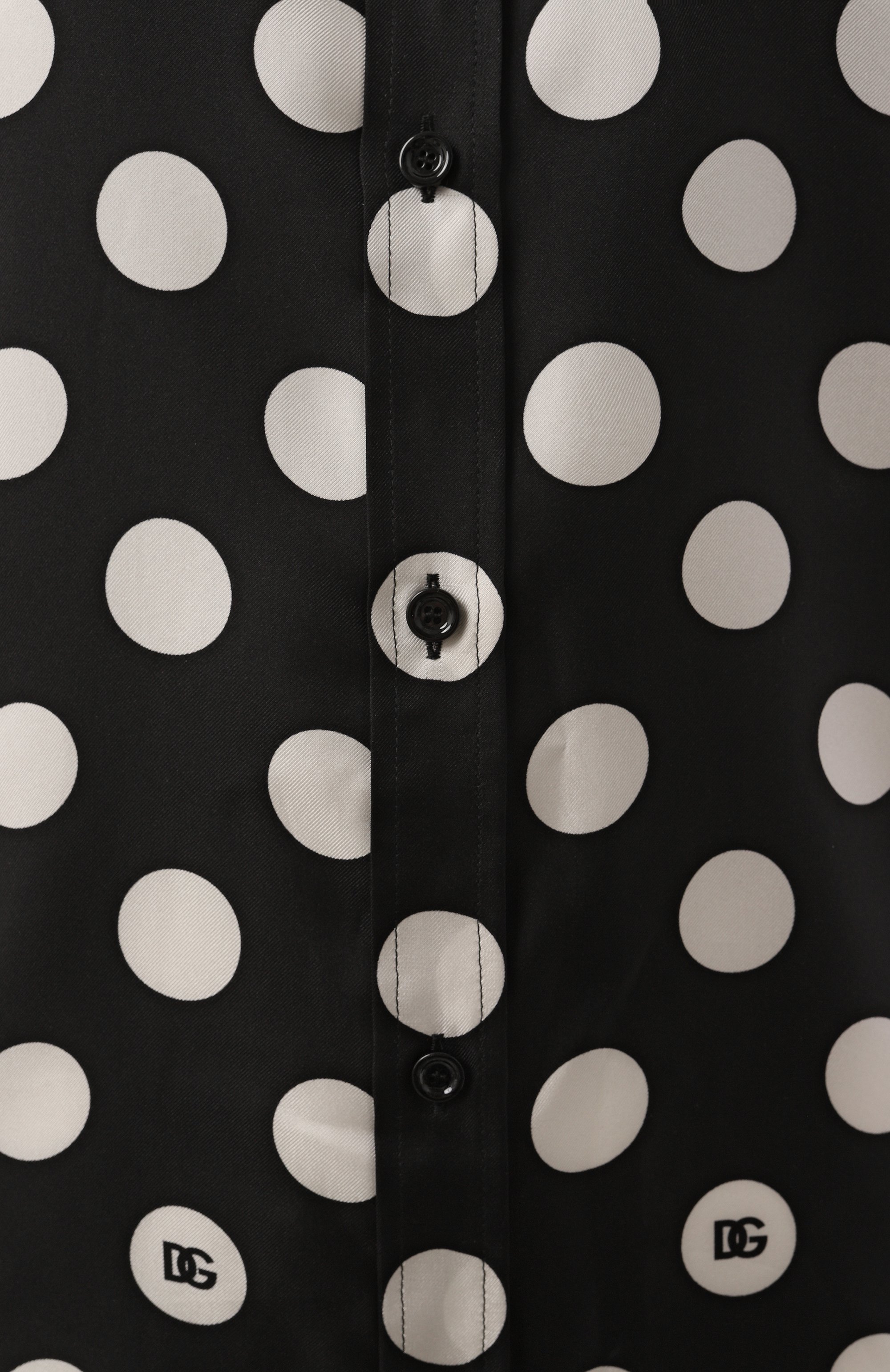 Атласная блузка DOLCE & GABBANA черно-белого цвета по цене 156000 руб., арт. F5S48T/IS1VL, фото 6 Атласная блузка DOLCE & GABBANA, арт. F5S48T/IS1VL, фото 6