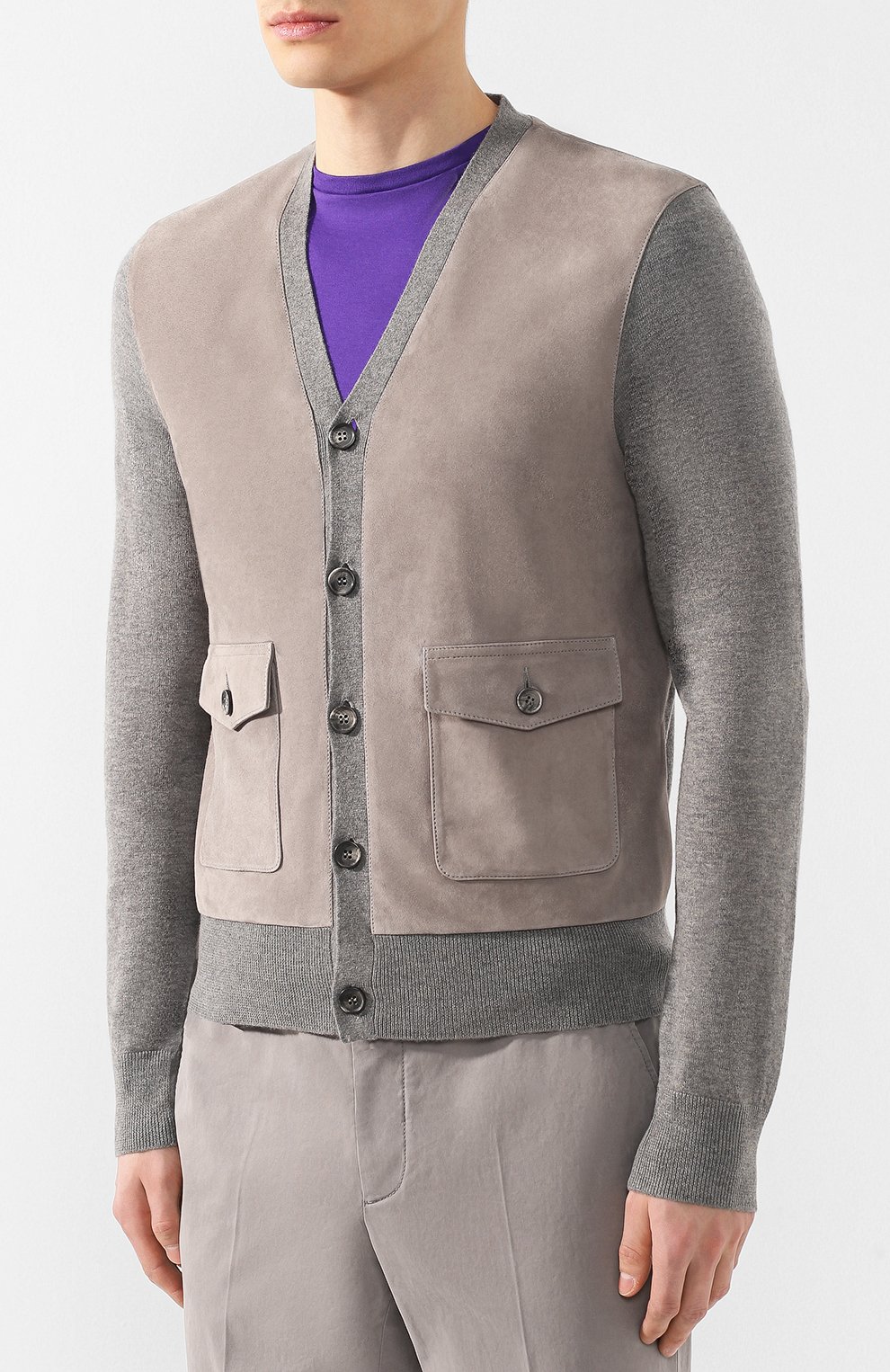 Кашемировый кардиган с кожаной отделкой RALPH LAUREN, арт. 790730588, фото 3