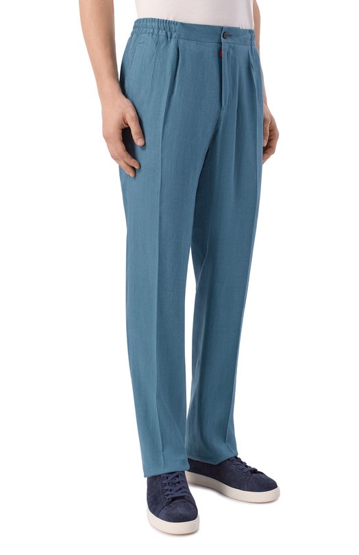 Льняные брюки Kiton UPN01H09690 Голубой  UPN01H09690 Фото 3
