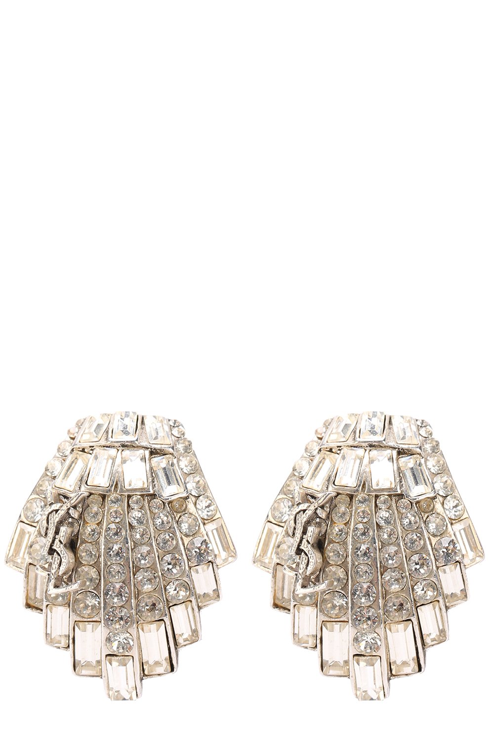 Серьги-клипсы с отделкой из кристаллов и логотипом бренда SAINT LAURENT, арт. 486060/Y0623, фото 1