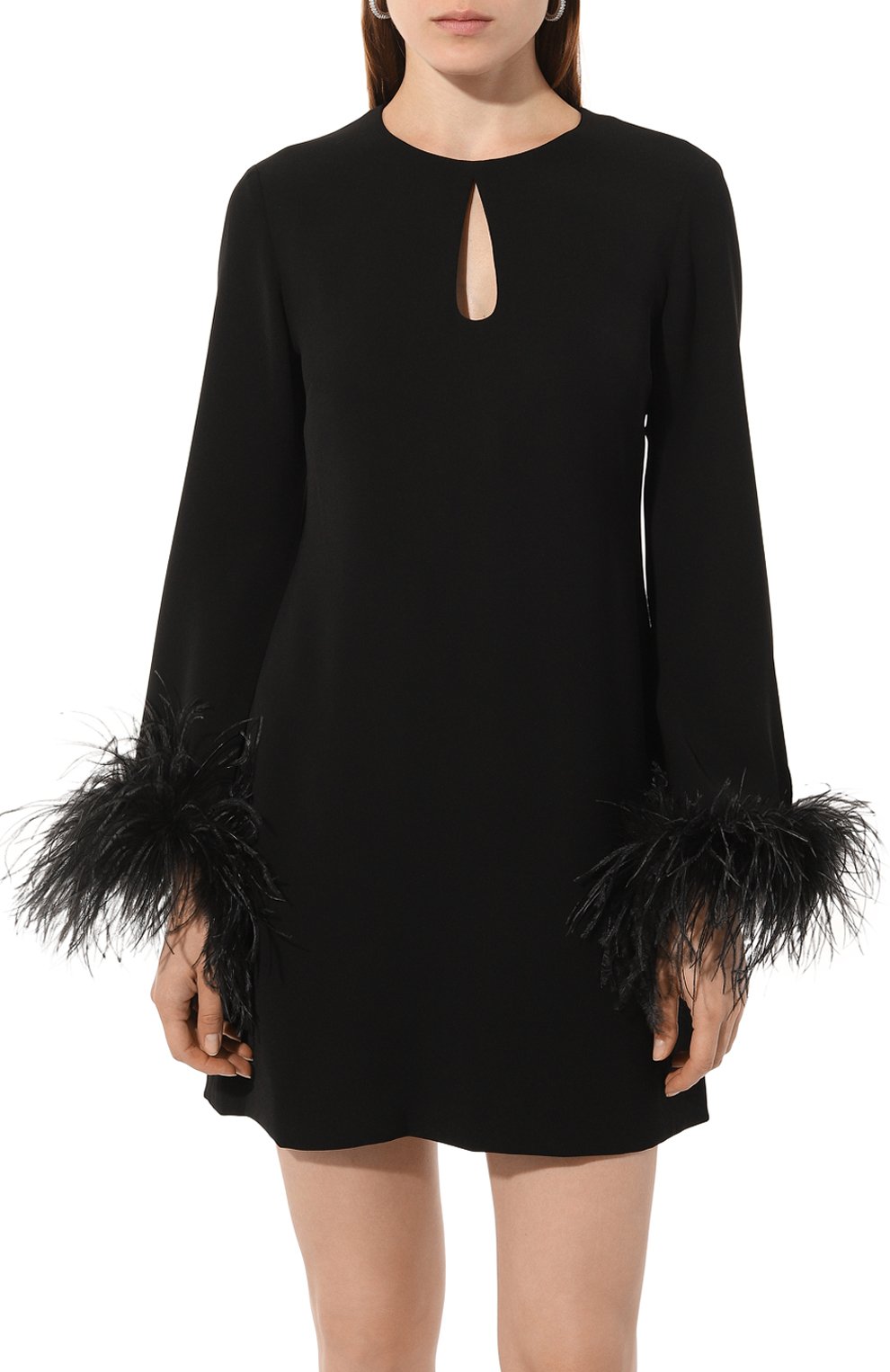 Платье с отделкой перьями P.A.R.O.S.H. черного цвета по цене 77150 руб., арт. D731343P, фото 3 Платье с отделкой перьями P.A.R.O.S.H., арт. D731343P, фото 3