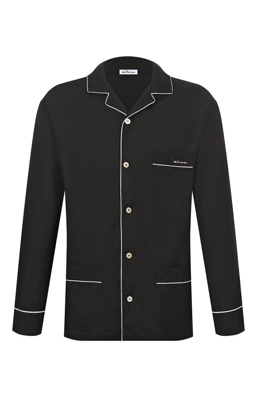 Хлопковая сорочка Kiton UNWM011K0244H02 Чёрный UNWM011K0244H02