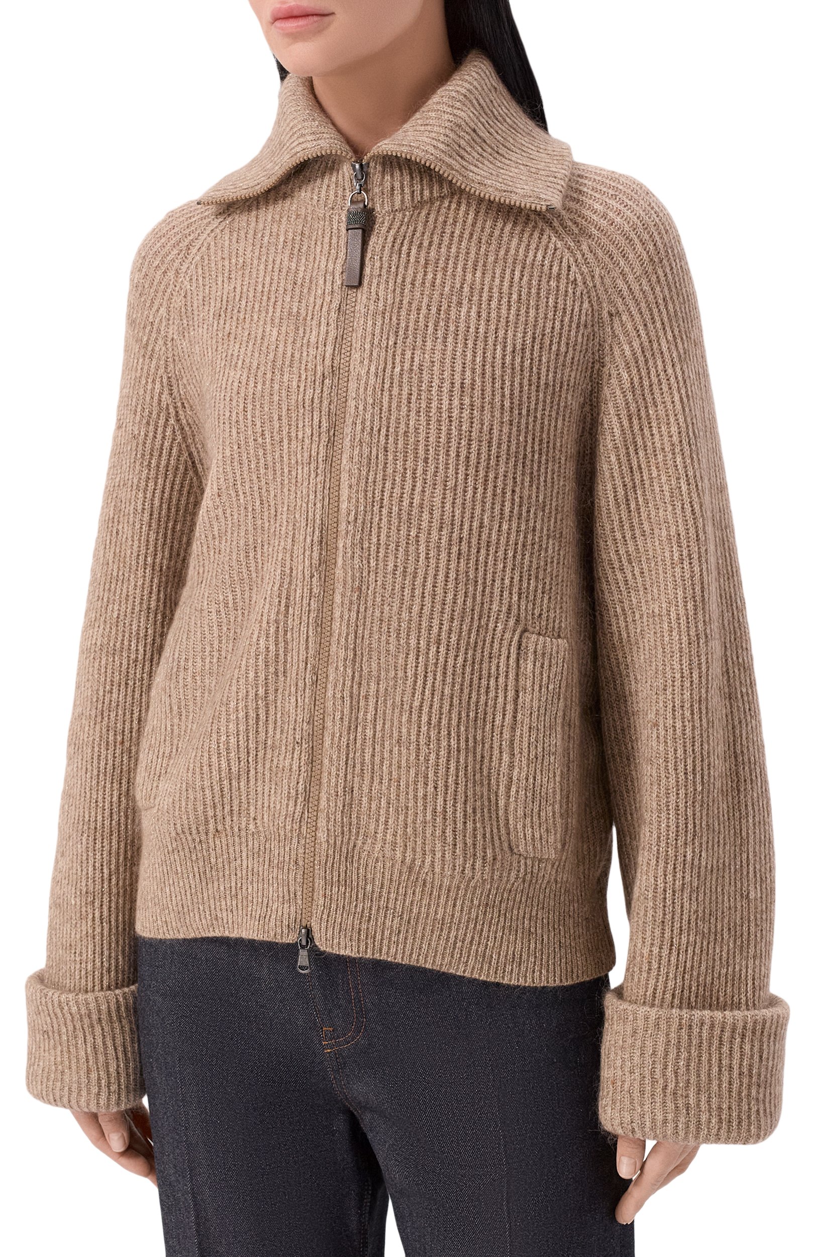 Кардиган из кашемира и шерсти BRUNELLO CUCINELLI бежевого цвета по цене 462000 руб., арт. MTX755606P, фото 3 Кардиган из кашемира и шерсти BRUNELLO CUCINELLI, арт. MTX755606P, фото 3