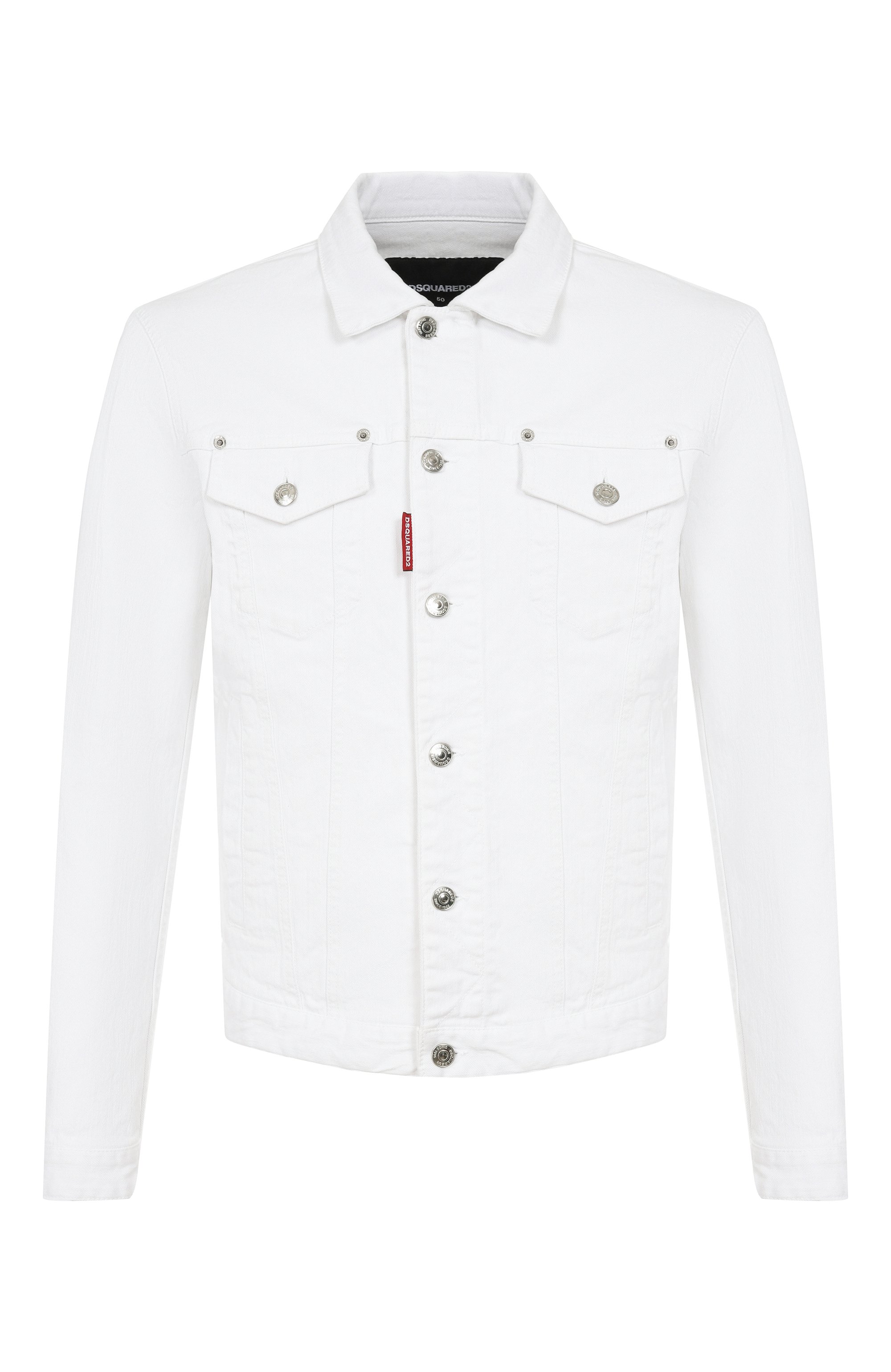 Джинсовая куртка DSQUARED2 белого цвета по цене 69950 руб., арт. S74AM1673/S39781, фото 1 Джинсовая куртка DSQUARED2, арт. S74AM1673/S39781, фото 1