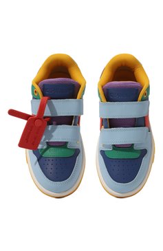 Детские кожаные кеды OFF-WHITE разноцветного цвета, арт. 0BIA008F23LEA0018484 | Фото 4 (Нос: Не проставлено; Кросс-КТ: велькро; Мальчики Кросс-КТ: Обувь-низкие; Материал внутренний: Текстиль; Материал внешний: Натуральная кожа; Автоматизация состава: Проставлено)