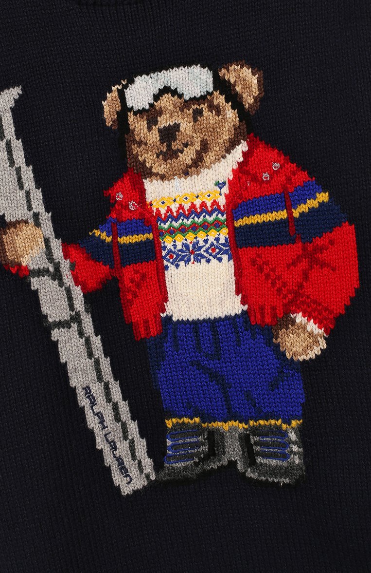 Детский хлопковый свитер POLO RALPH LAUREN синего цвета, арт. 322760323 | Фото 3 (Материал внешний: Хлопок; Рукава: Длинные; Статус проверки: Проверено, Проверена категория; Мальчики Кросс-КТ: Свитер-одежда)