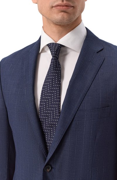 Шелковый галстук GIORGIO ARMANI темно-синего цвета по цене 26450 руб., арт. GM000800/TE22443, фото 2 Шелковый галстук GIORGIO ARMANI, арт. GM000800/TE22443, фото 2