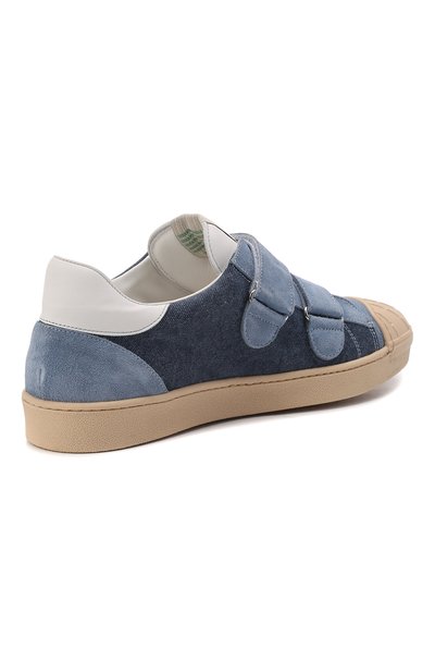 Кеды из кожи и текстиля RONDINELLA синего цвета по цене 18650 руб., арт. 11866-1E/6521/37-39, фото 3 Кеды из кожи и текстиля RONDINELLA, арт. 11866-1E/6521/37-39, фото 3