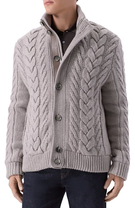 Кашемировый кардиган Brioni UMT30L/0DK15 Серый  UMT30L/0DK15 Фото 3