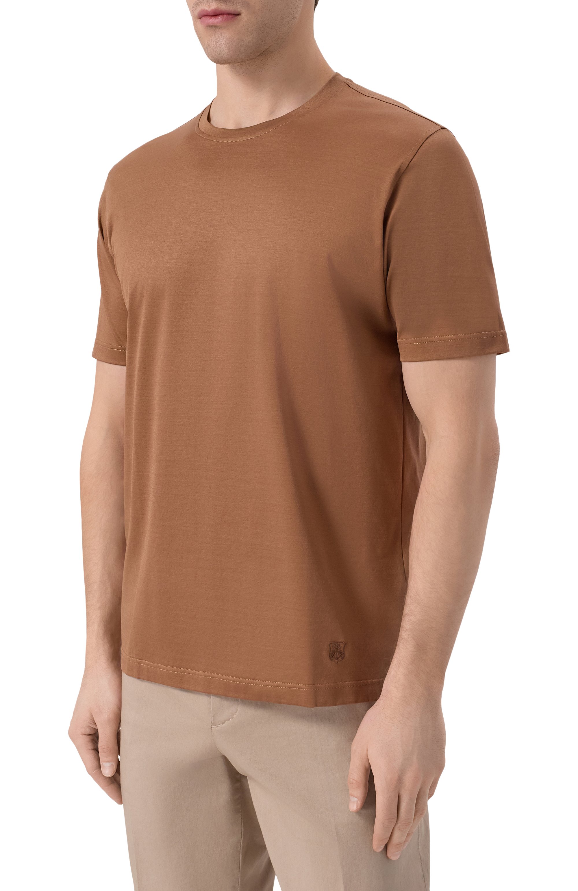 Хлопковая футболка CORNELIANI коричневого цвета по цене 33650 руб., арт. 27G500/2725000, фото 3 Хлопковая футболка CORNELIANI, арт. 27G500/2725000, фото 3