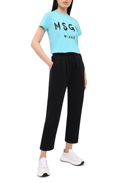 Хлопковые брюки MSGM черного цвета по цене 21050 руб., арт. 2941MDP62 207799, фото 2 Хлопковые брюки MSGM, арт. 2941MDP62 207799, фото 2