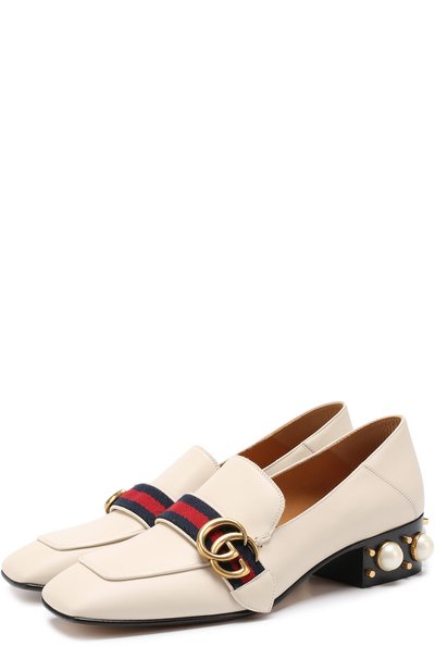 Кожаные лоферы peyton с жемчужинами GUCCI, арт. 423559/DKHC0, фото 1
