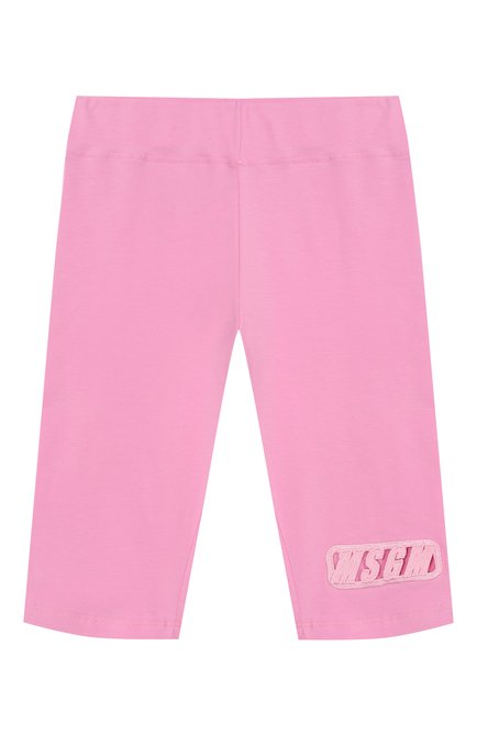 Детские хлопковые легинсы MSGM KIDS розового цвета, арт. S5MSJGCL087 | Фото 1 (Материал сплава: Проставлено; Материал внешний: Хлопок; Нос: Не проставлено)
