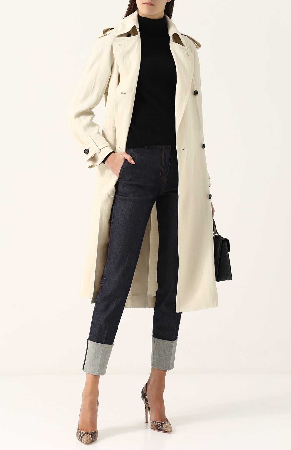 Джинсы с контрастной прострочкой и отворотами BOTTEGA VENETA, арт. 495362/VELJ1, фото 2