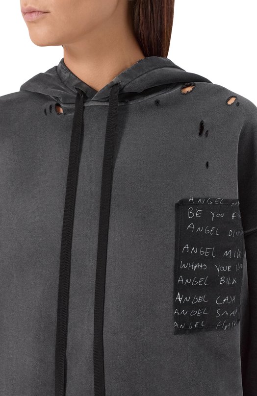 Хлопковое худи Ann Demeulemeester B0013229/FA639 Чёрный  B0013229/FA639 Фото 5