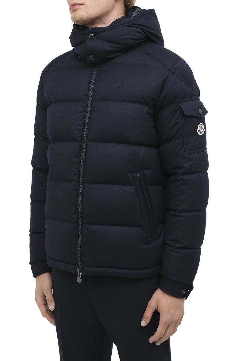 Мужская пуховик montgenevre MONCLER темно-синего цвета, арт. F2-091-1A537-00-54272 | Фото 4 (Длина (верхняя одежда): Короткие; Рукава: Длинные; Материал внешний: Шерсть; Материал подклада: Синтетический материал; Мужское Кросс-КТ: Верхняя одежда, пуховик-короткий; Стили: Кэжуэл; Кросс-КТ: Пуховик, Куртка; Материал утеплителя: Пух и перо; Драгоценные камни: Проставлено; Материал сплава: Проставлено)