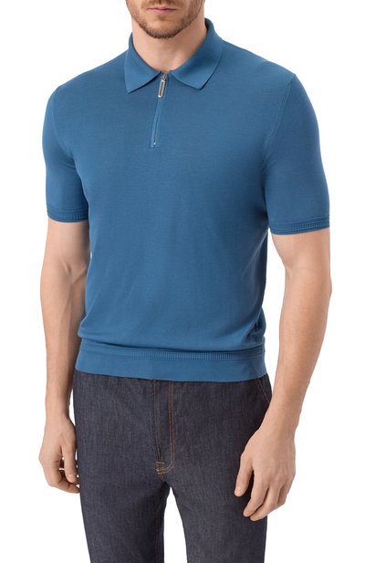 Шелковое поло STEFANO RICCI голубого цвета по цене 130000 руб., арт. K616215P31/F25101, фото 3 Шелковое поло STEFANO RICCI, арт. K616215P31/F25101, фото 3