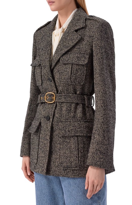 Шерстяной жакет Chloé CH26SVE10263 Коричневый  CH26SVE10263 Фото 3